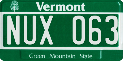 VT license plate NUX063