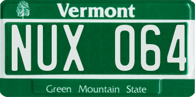 VT license plate NUX064