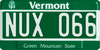 VT license plate NUX066