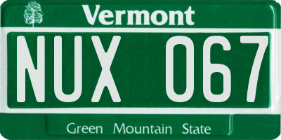 VT license plate NUX067