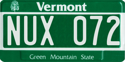 VT license plate NUX072