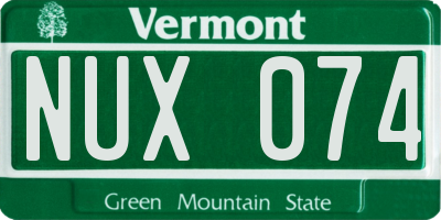 VT license plate NUX074