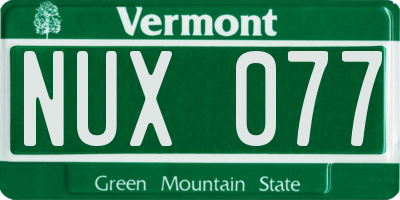 VT license plate NUX077