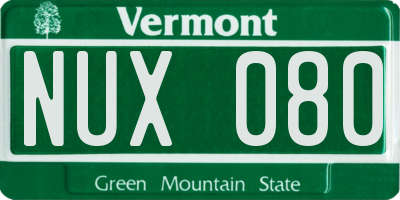 VT license plate NUX080