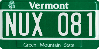 VT license plate NUX081