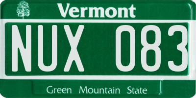 VT license plate NUX083