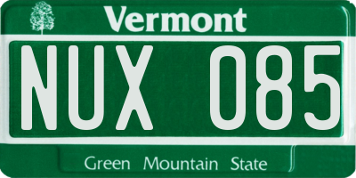 VT license plate NUX085