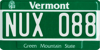 VT license plate NUX088