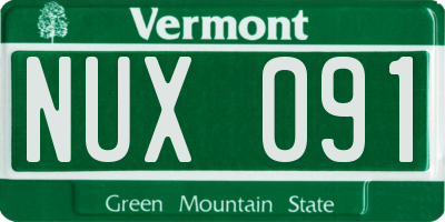VT license plate NUX091