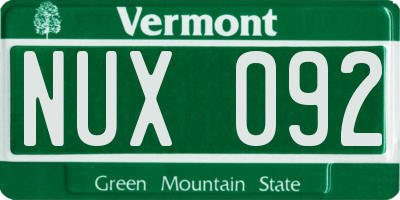 VT license plate NUX092