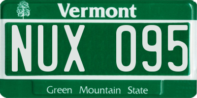 VT license plate NUX095