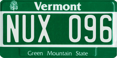 VT license plate NUX096