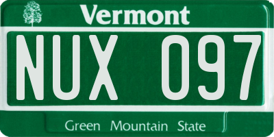 VT license plate NUX097