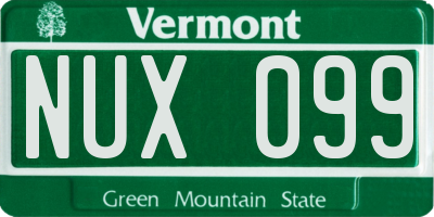 VT license plate NUX099