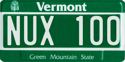 VT license plate NUX100