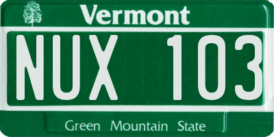 VT license plate NUX103