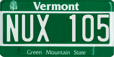 VT license plate NUX105