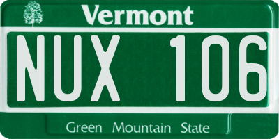 VT license plate NUX106