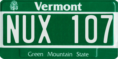 VT license plate NUX107