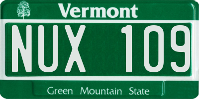 VT license plate NUX109