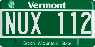 VT license plate NUX112