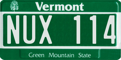 VT license plate NUX114