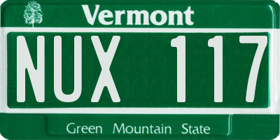 VT license plate NUX117