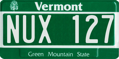VT license plate NUX127