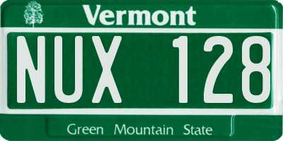 VT license plate NUX128