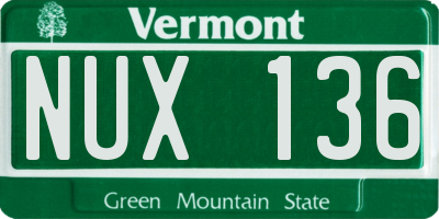 VT license plate NUX136