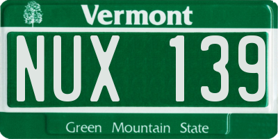VT license plate NUX139