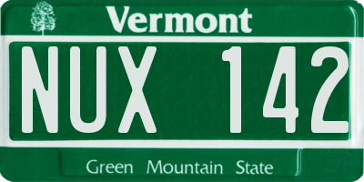 VT license plate NUX142