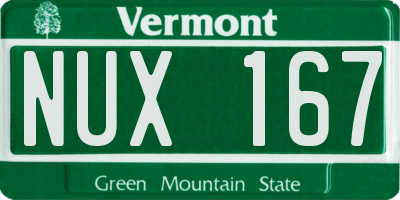 VT license plate NUX167