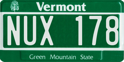 VT license plate NUX178