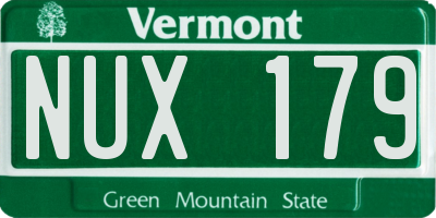 VT license plate NUX179