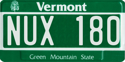 VT license plate NUX180
