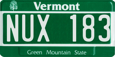 VT license plate NUX183
