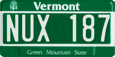 VT license plate NUX187