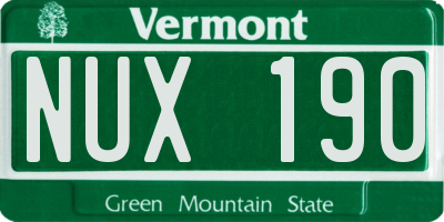 VT license plate NUX190