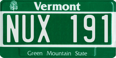 VT license plate NUX191