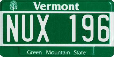 VT license plate NUX196