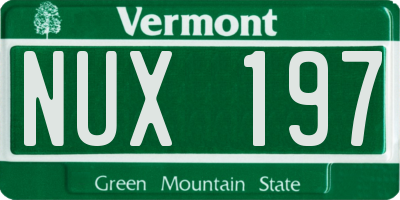 VT license plate NUX197