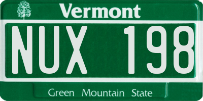 VT license plate NUX198