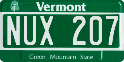 VT license plate NUX207