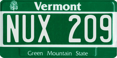 VT license plate NUX209