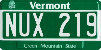 VT license plate NUX219