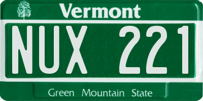 VT license plate NUX221