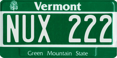 VT license plate NUX222