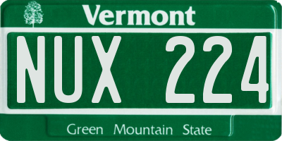 VT license plate NUX224