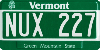 VT license plate NUX227